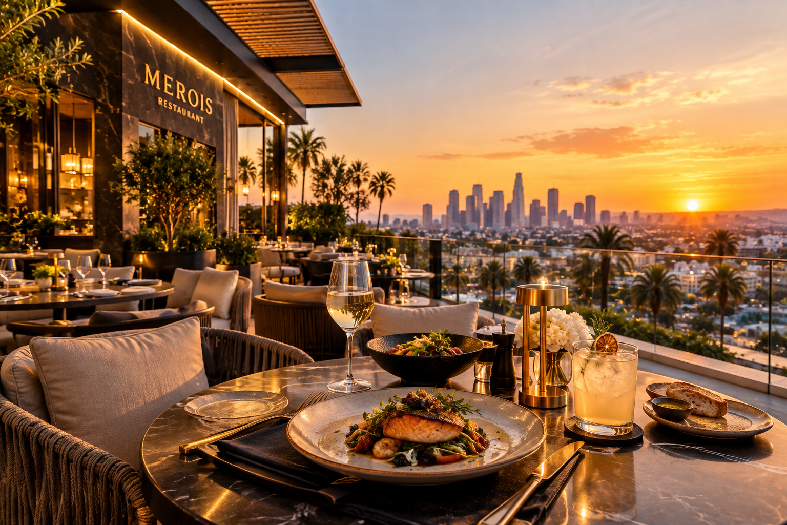 Merois restaurant Wolfgang Puck Sun Rose Hollywood