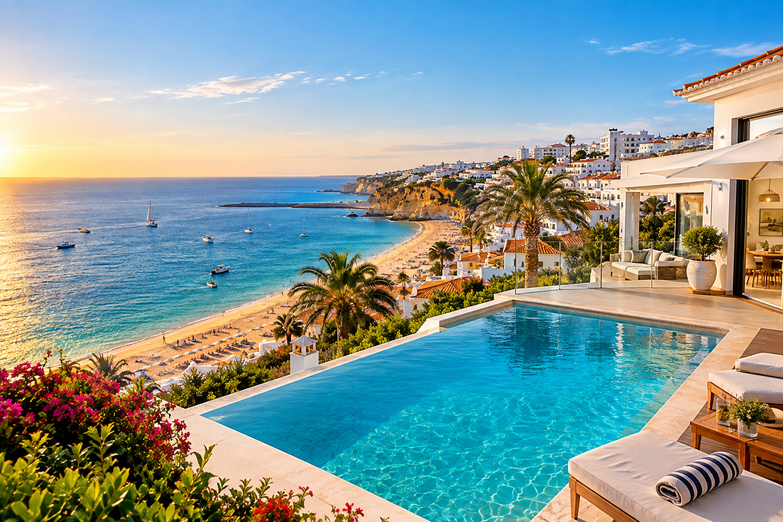 Luxury villa with swimming pool overlooking the sea in Albufeira, Portugal