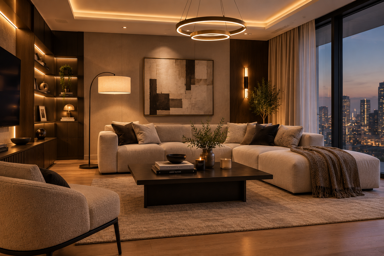 modern apartment layered lighting ideas
